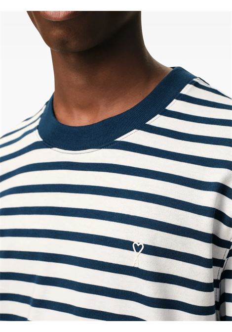 t-shirt mariniere ss blu e bianca AMI PARIS | UTS374.JE0210A044